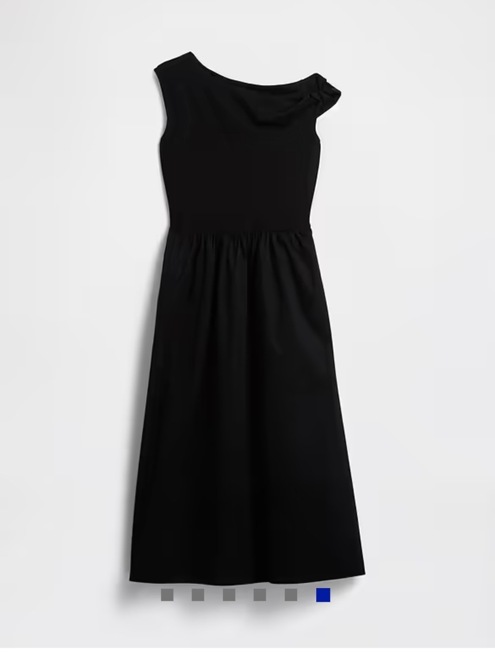 GAP Black One-Shoulder Midi Dress with Knot Accent